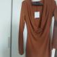 ZARA robe mini marron uni col b�nitier manches longues moulante taille S