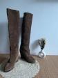 PRADA   Bottes hautes en daim marron   T35,5   Talon compens�   Made #4SM 003