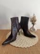Bottines cuir marron chocolat bout pointu talon aiguille 9,5 cm T.39 #Mam 020