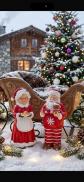 Lot de 2 figurines d�coratives P�re No�l rouge blanc d�coration de No�l