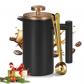 Mini Cafeti�re � Piston Noire de 350 ml avec Couvercle en or Rose 3 Filtres