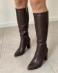 Bottes hautes marron chocolat femme, taille 38, talons, style chic anglais