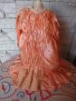 GRANDE ROBE TISSU SATINE  AVEC DENTELLE ANCIENNE POUR POUPEE ANCIENNE