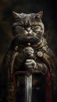 toile tableau  chat chevalier   30x45cm  d�coration maison vintage