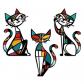 Salon Entr�e Bureau Lot de 3 D�corations Murales Chats en M�tal G�om�trique Fer