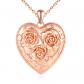 Femmes Pendentif Collier 925 Argent Sterling Rose Coeur Amour Fleur Photo C ur