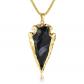 Collier Long Pendentif Fl�che Pierres V�ritables Obsidienne Brute 80 cm Dor�e