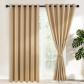 Rideau Occultant avec Embrasses Rideau Thermique Isolant Anti Froid Beige Uni
