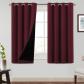 100% Rideau Occultant 2 Panneaux Thermique Rouge Polyester Uni Moderne