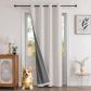 Rideau Thermique Porte d'Entr�e Effet Lin 135x225 cm 1 Panneau Gris Blanc Uni
