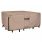 Housse de Table Rectangulaire en PVC 600D Durable avec Housse de Chaise Brun Uni