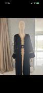 Robe Caftan Femme Noir et Dor� avec Broderies et Ceinture Assortie   Chic A�d