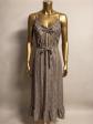MiM Robe midi femme 38 regular ray�e gris-noir col V bretelles ceintur�e volants