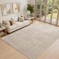Taupe Tapis Salon Chambre 200x290 cm Effet 3D Lavable en Machine Polyester