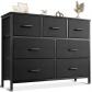 Vintage Commode Chambre Adulte � 7 Tiroirs en Tissu Noir Moderne