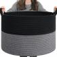 Panier de Rangement Tress� pour Chambre d'Enfant Noir et Gris Coton Neutre Linge