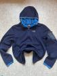 The North Face pull � capuche zipp� homme M bleu logo uni manches longues